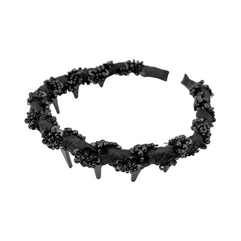 Damen Koreanischer Stil Schwarz Wellenförmig Netz Perlen Haarband Rutschfest Mode Elegant Haarreif Mädchen Haarschmuck