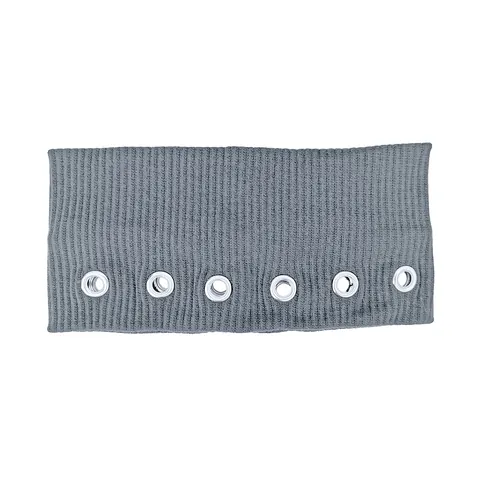 Punk Style Ribbed Knitted Hairband Unisex Metal Eyelet Decorative Headband Elastic Sports Hair Wrap Music Festival Headwear
