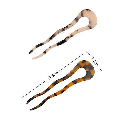 U-Förmige Haarnadel Aus Acetat Vintage Schildpatt Haarknoten Minimalistisches Französisches Wellen Haar-Accessoire Für Damen Styling-Tool