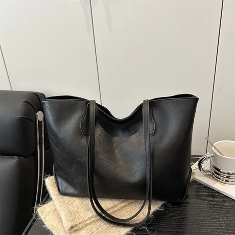 Vintage PU Leer Grote Capaciteit Draagtas Voor Vrouwen Minimalistische Woon-werk Schoudertas Met Rits Dagelijks Gebruik