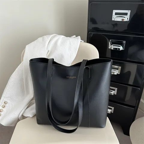 Women Large Capacity PU Leather Tote Bag Minimalist Solid Color Shoulder Bag For Daily Commute Work Fashion Handbag