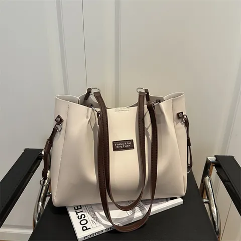 Grote Dames Shopper Van Suède Vintage Minimalistisch Effen Kleur Pendelaar Schoudertas Met Magneetsluiting Mode Handtas