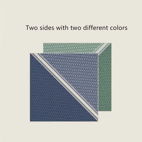 Women Elegant Double Sided Satin Square Scarf Geometric Monogram Print Hand Rolled Edge Fashionable Shawl Neck Scarf