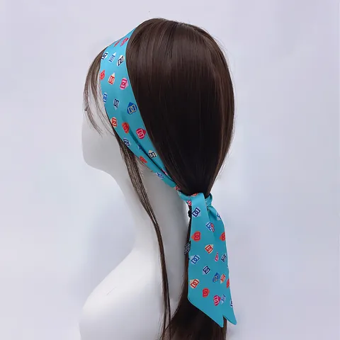 Damen Langes Satin Band Schal Herzmuster Taschen Streamer Haarband Accessoire Dating Süßer Retro Stil Halstuch