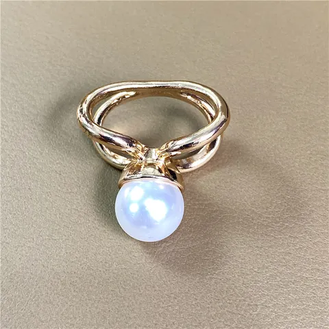 Fibbia per Sciarpa in Perla Artificial di Lega Stile Coreano Placcata in Oro con Triplo Anello Cavo Clip per Sciarpa di Seta per Donna Accessori di Gioielleria di Moda