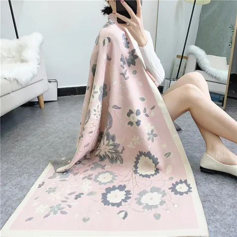 Böhmischer Blumenmuster Kaschmir-Imitat Schal Großer Schultertuch Für Damen Winter Warm Quasten Elegant Retro Dick Wrap Schal