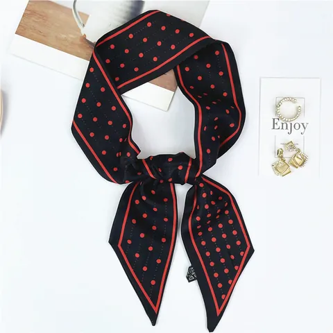 Fashion Polka Dot Satin Twilly Neckerchief For Women Elegant Long Skinny Scarf Hair Band Handbag Ribbon Decoration Accessory Gift