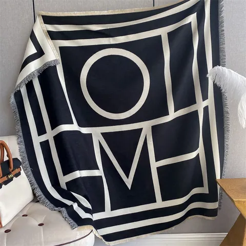 Bufanda Chal de Mujer Tacto Cachemira Invierno Cálido Estampado Letras HOME Geométrico con Borlas Chal Suave Oversize