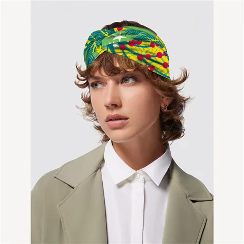 Fascia per Capelli in Satin Stampata Donna Elastica Larga con Nodo per Yoga Sport Lavaggio Viso Motivo Foglie Botaniche Stelle Accessori Moda
