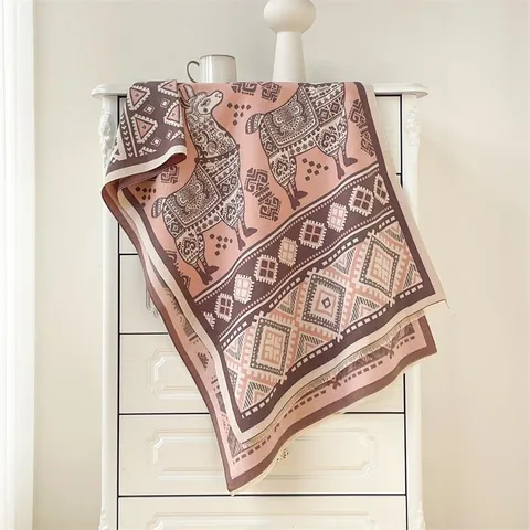 Damen Ethno Alpaka Muster Kaschmir-Imitat Schal Verdickt Warm Bohemian Geometrischer Druck Langer Schulterumhang Für Herbst Winter