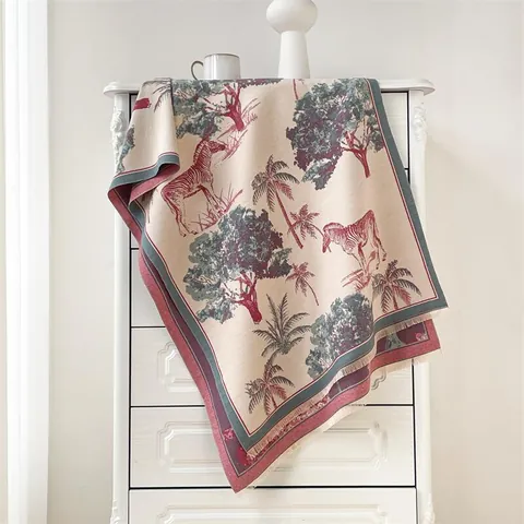 Sciarpa in Imitazione Cashmere Con Fantasia Zebra Giungla Tropicale Vintage Grande Stampa Palma Scialle Invernale Donna
