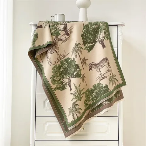 Sciarpa in Imitazione Cashmere Con Fantasia Zebra Giungla Tropicale Vintage Grande Stampa Palma Scialle Invernale Donna
