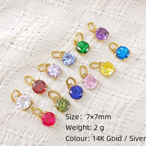 Round Zirconia Pendants 316L Stainless Steel PVD Gold Plated Charms DIY Jewelry Making Accessories For Necklace Bracelet Making Women