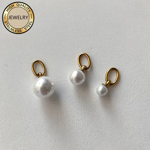 Stainless Steel Freshwater Pearl Pendant For DIY Necklace Earring Jewelry Making Retro Minimalist Women Jewelry Accessories