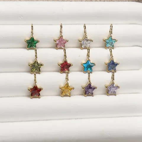 316L Stainless Steel Colorful Zirconia Star Pendants DIY Jewelry Accessories PVD Gold Plated Star Charms Pendant Only