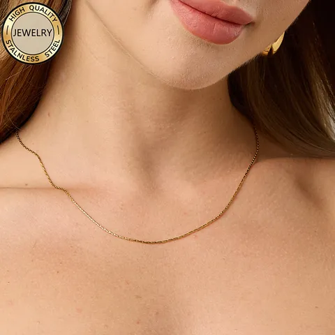 Collana a Catena in Acciaio Inossidabile 316L Minimalista Placcata Oro 18K Catena da Collo a Forma di U Geometrica per Gioielli Donna