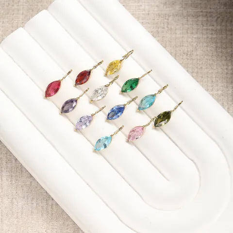 Marquise Cut Cubic Zirconia Birthstone Pendant Accessory 316L Stainless Steel DIY Necklace Bracelet Charm Women Jewelry