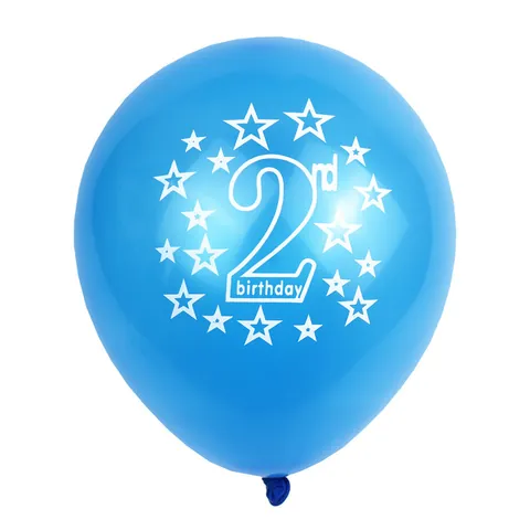 Round Latex Balloons 2nd Birthday Party Decorations For Boys Girls Stars Hearts Pattern Printed Birthday Balloons