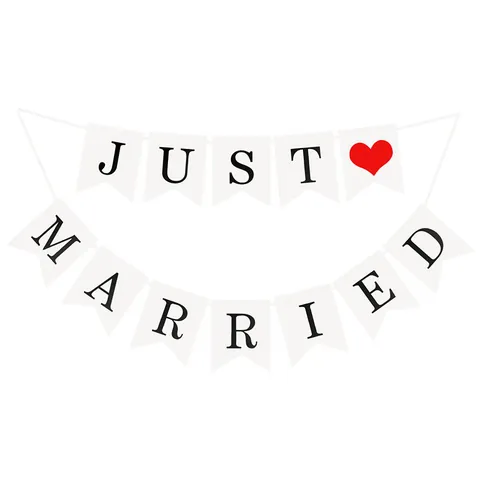 Just Married Happy Wedding Bunting Banner Paper Swallowtail Flag Heart Love Marry Me Proposal Garland Party Decoration