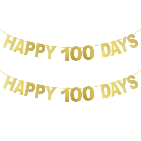 Happy 100 Days Gold Glitzer Banner Papier Hängende Girlande Für Babyparty Dekoration Feier Foto Requisiten