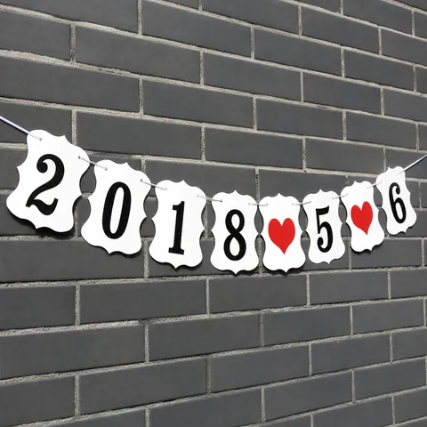 Just Married Happy Wedding Girlande Banner Papier Schwalbenschwanz Flagge Herz Liebe Marry Me Antrag Party Dekoration
