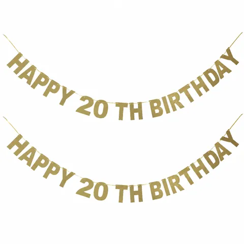 Glitter Gold Happy Milestone Birthday Banner For Birthday Party Decorations Hanging Letter Sign Gold Sparkly Party Supplies
