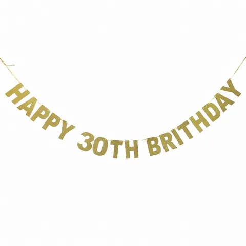 Glitter Gold Happy Milestone Birthday Banner For Birthday Party Decorations Hanging Letter Sign Gold Sparkly Party Supplies