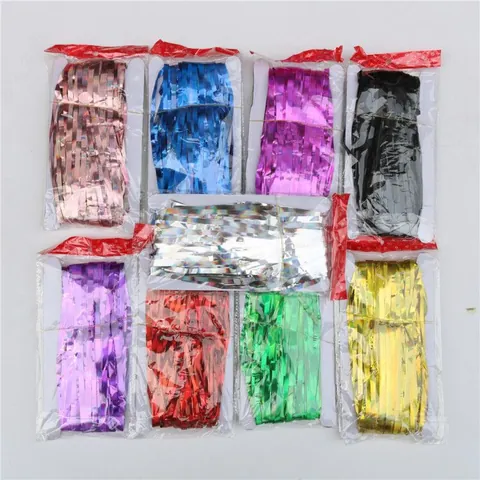 Metallic Foil Fringe Curtains Party Backdrop Decoration Aluminum Foil Door Curtain For Birthday Wedding Festival Ceremony Streamers