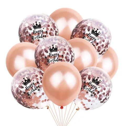 Roségold Geburtstag Ballon Set Metallische Latex Und Konfetti Ballons Krone Happy Birthday Party Dekoration Erwachsene