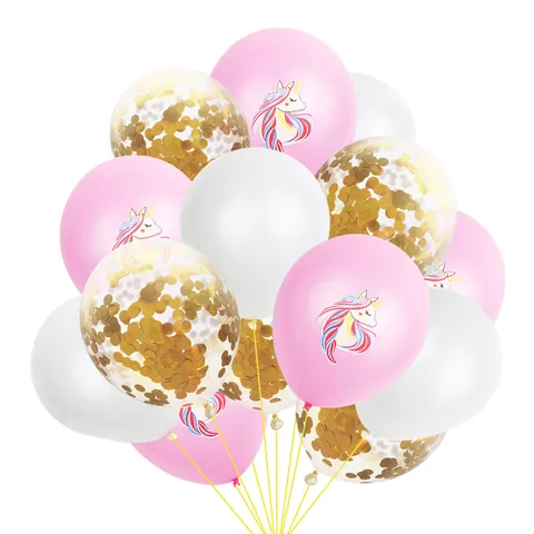 Unicorn Party Balloons Latex Confetti Decoration For Kids Birthday Baby Shower Event Dreamy Pink White Yellow Gold Theme