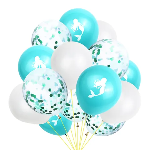 Mermaid Theme Party Decoration Set Latex Confetti Balloons Happy Birthday Banner For Girls Kids Birthday Party Supplies