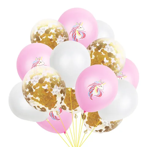 Unicorn Party Balloons Latex Confetti Decoration For Kids Birthday Baby Shower Event Dreamy Pink White Yellow Gold Theme