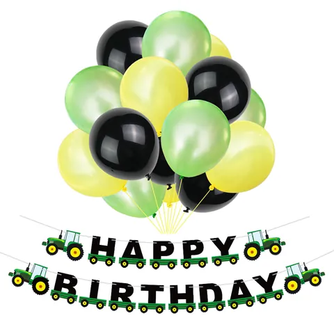 Construction Vehicle Birthday Party Decoration Theme Happy Birthday Banner Excavator Tractor Balloons Tassel For Kids Party