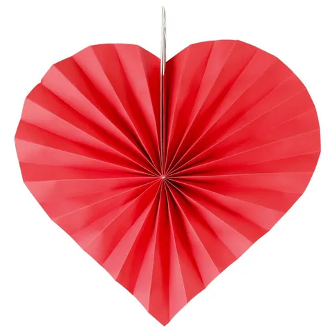 Romantic Heart Shaped Paper Fan Set Red White Pleated Paper Hanging Ornaments For Valentine's Day Wedding Birthday Party Home Decor
