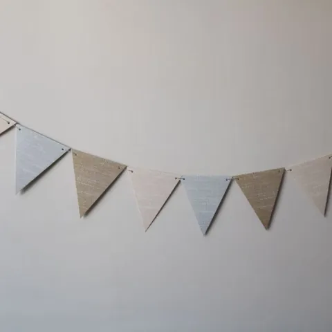 Linen Look Paper Triangle Pennant Banners Gradient Color Checkered Garland For Wedding Birthday Party Decorations