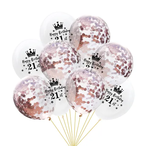 Geburtstagsfeier Dekoration Krone Nummer Druck Latex Ballon Und Rund Konfetti Ballon Jubiläumsfeier Zubehör