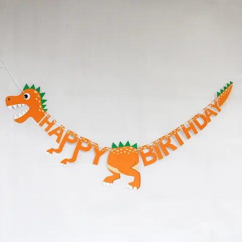 Bannière Joyeux Anniversaire Dinosaure Cartoon Décoration Suspendue Fête