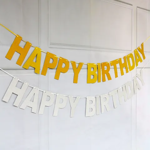 Striscione Buon Compleanno Glitterato Ghirlanda di Carta Per Decorazione Festa di Compleanno Oro Argento Nero Decorazioni Sospese