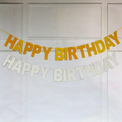 Striscione Buon Compleanno Glitterato Ghirlanda di Carta Per Decorazione Festa di Compleanno Oro Argento Nero Decorazioni Sospese