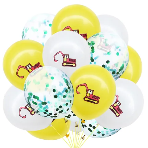 Bagger Baustellenfahrzeug Party Ballons Cartoon Traktor Latex Ballons Mit Konfetti Für Kinder Geburtstag Feier Dekorationen