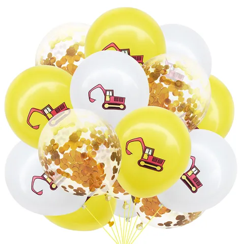 Bagger Baustellenfahrzeug Party Ballons Cartoon Traktor Latex Ballons Mit Konfetti Für Kinder Geburtstag Feier Dekorationen