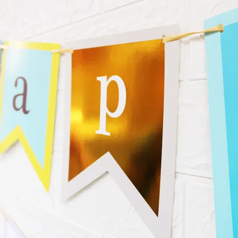 Alles Gute Zum Geburtstag Banner Bronzierung Dreieck Fischschwanz Papier Girlande Für Geburtstagsparty Dekoration