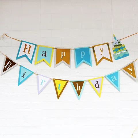 Alles Gute Zum Geburtstag Banner Bronzierung Dreieck Fischschwanz Papier Girlande Für Geburtstagsparty Dekoration