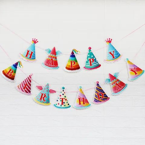 Striscione Happy Birthday a Tema Sirena Bandierine Colorate in Cartoncino per Decorazione Parete Festa di Compleanno Ornamenti Appesi