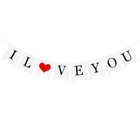 White Cardstock Swallow Tail Banner With Heart For Valentine Day Proposal Birthday Party Wedding Decoration Bunting Garland