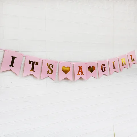 Baby Shower Swallowtail Paper Bunting Banner For Boy Girl Gender Reveal Birthday Party Decoration Festive Wall Hanging