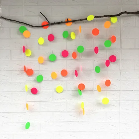 Neon Fluorescent Paper Garland Star Circle Hanging Bunting For Birthday Glow Party Decorations Banner Backdrop Ornaments