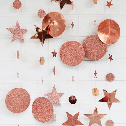 Stern Kreis Papiergirlande Spiegel Glitzer Hängendes Banner Für Weihnachten Neujahr Hochzeit Party Wand Hintergrund Dekorationen