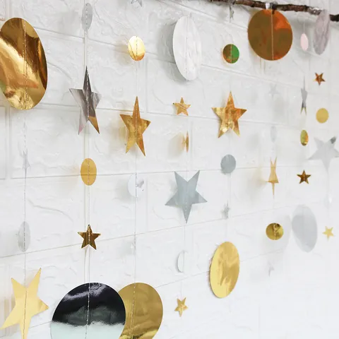 Stern Kreis Papiergirlande Spiegel Glitzer Hängendes Banner Für Weihnachten Neujahr Hochzeit Party Wand Hintergrund Dekorationen