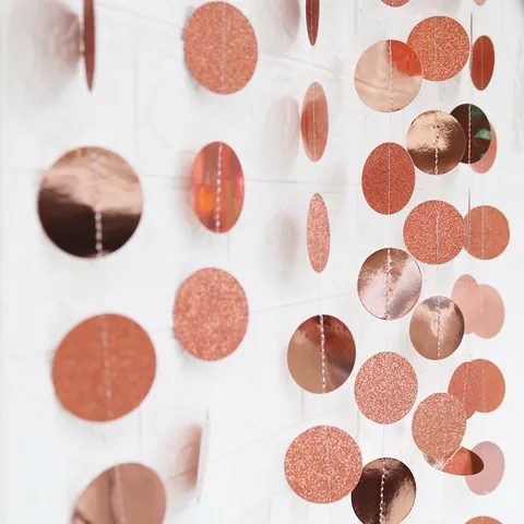 Glitter Mirror Circle Dot Paper Garland Hanging Banners For Wedding Birthday Party Celebration Room Wall Backdrop Decor